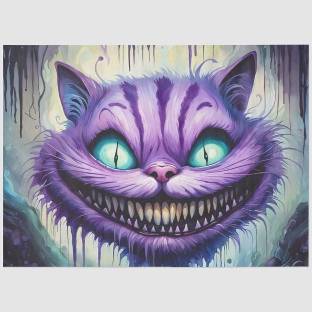 Cheshire Cat Gothic Pop Surrealism Decoupage Paper (Front)