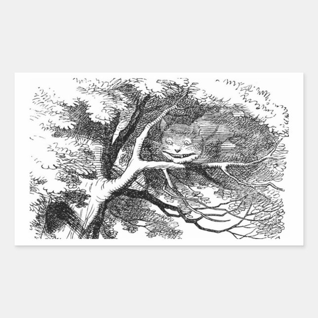 Cheshire Cat Hidden in a Tree Rectangular Sticker (Front)