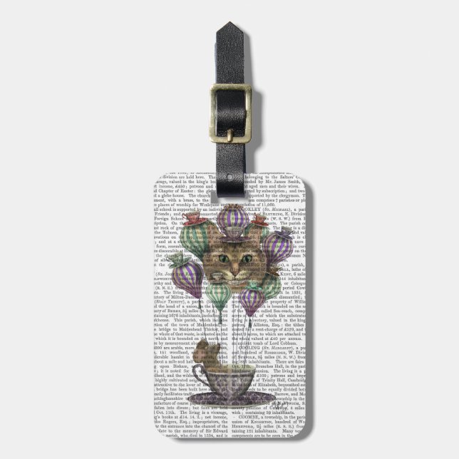 Cheshire Cat Hot Air Balloon Luggage Tag (Front Vertical)
