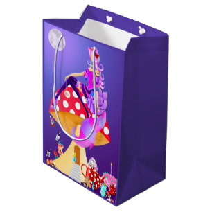 Cheshire cat in moonlight on mushroom Gift Bag
