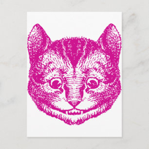 Cheshire Cat Inked Pink Postcard
