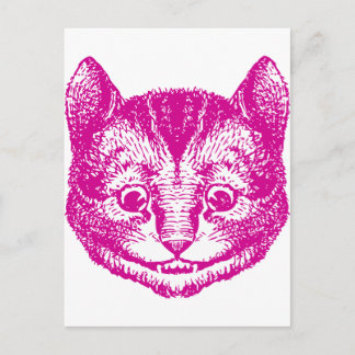 Cheshire Cat Inked Pink Postcard