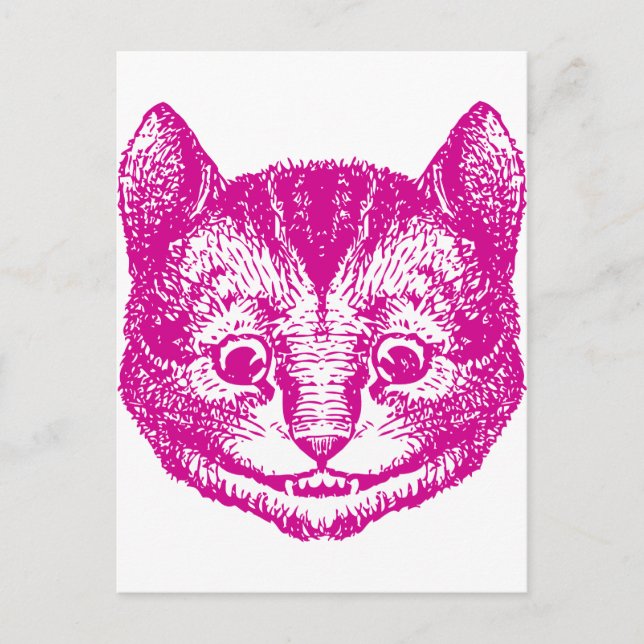 Cheshire Cat Inked Pink Postcard (Front)