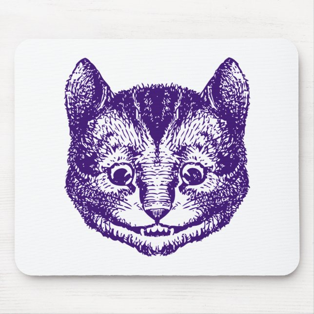 Cheshire Cat Inked Purple Mouse Mat (Front)