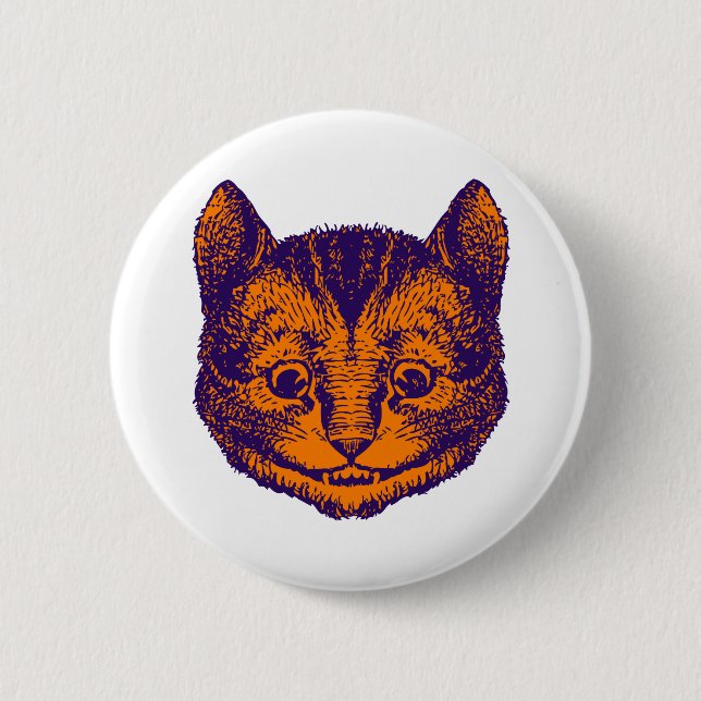 Cheshire Cat Inked Purple Orange 6 Cm Round Badge (Front)