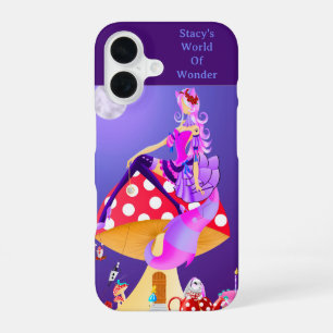 Cheshire Cat on Mushroom iPhone 16 Case