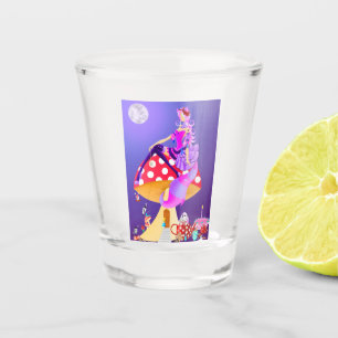 Cheshire Cat on Mushroom Shot Glass