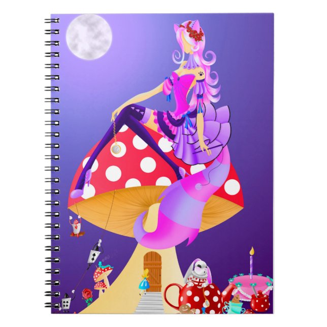Cheshire Cat on Mushroom wonderland  Notebook (Front)