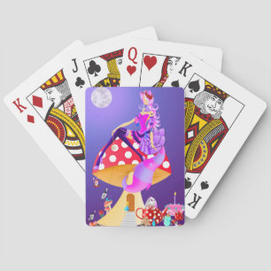 Cheshire Cat on Mushroom Wonderland  Playing Cards