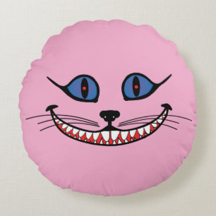 Cheshire Cat Smile PINK Round Cushion
