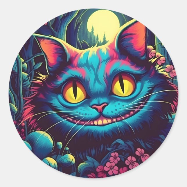 Cheshire Cat Smiling Alice in Wonderland  Classic Round Sticker (Front)