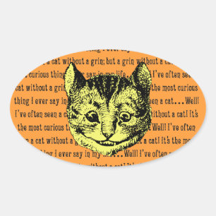 Cheshire Cat - Vintage Alice in Wonderland Oval Sticker