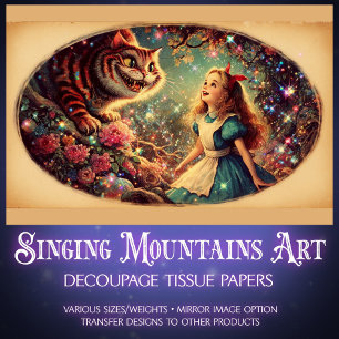 Cheshire Cat Vintage Wonderland Art Decoupage Tissue Paper