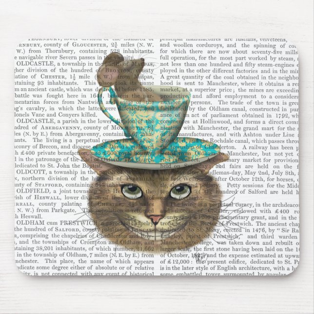 Cheshire Cat with Cup on Head Mouse Mat (Front)