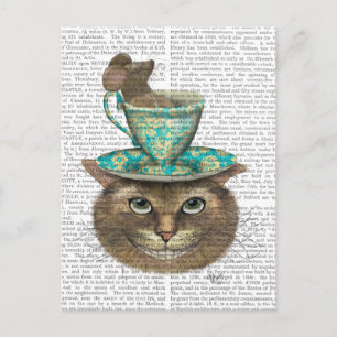 Cheshire Cat with Cup on Head Postcard