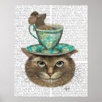Cheshire Cat with Cup on Head