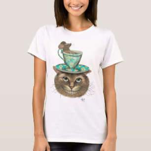 Cheshire Cat with Cup on Head T-Shirt