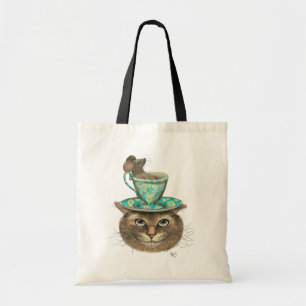 Cheshire Cat with Cup on Head Tote Bag