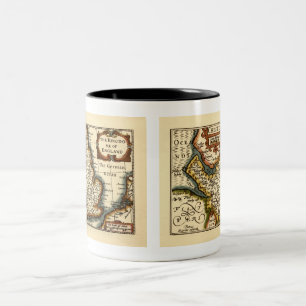 Cheshire (Chester) County England Antiquarian Map Two-Tone Coffee Mug
