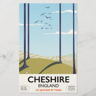 Cheshire, England travel poster Stationery