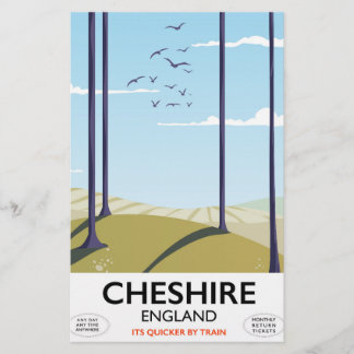 Cheshire, England travel poster Stationery