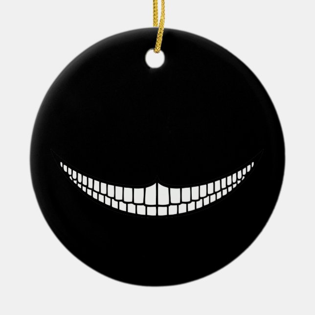 Cheshire Grin Ceramic Tree Decoration (Front)