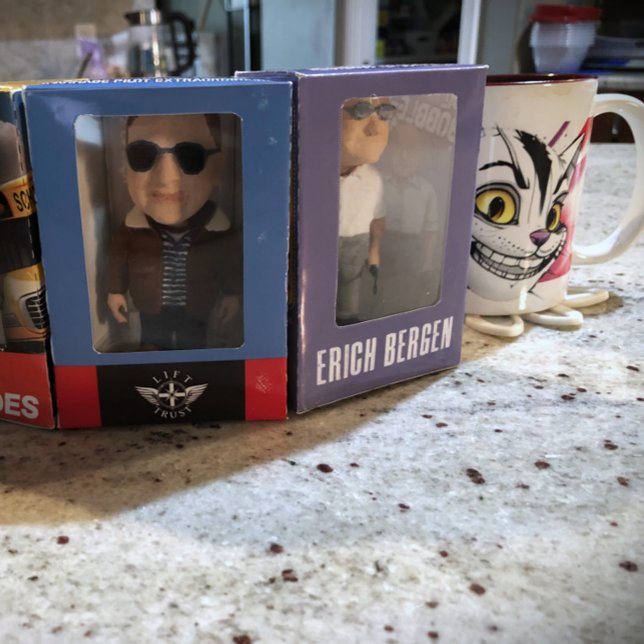 CheshireFX Tea Mug (Peeking around my 3D Printed Bobble Heads from cheshirefx.com)