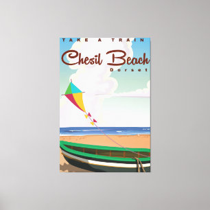 Chesil Beach Dorset Vintage Cartoon poster. Canvas Print
