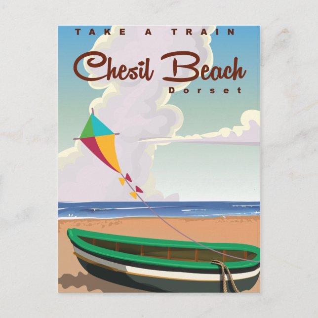 Chesil Beach Dorset Vintage Cartoon poster. Postcard (Front)