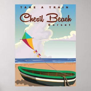 Chesil Beach Dorset Vintage Cartoon poster. Poster