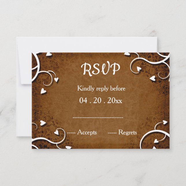 Chesnut brown fall wedding RSVP CARD (Front)