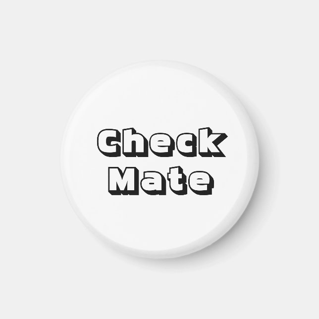 Chess 1-1/4" Fridge Magnet ~ White's Check Mate (Front)