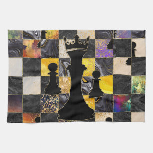 Chess Abstract Art - Mixed Textures Tea Towel