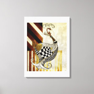 Chess and Bow VINTAGE Rustic peacock illustration Canvas Print