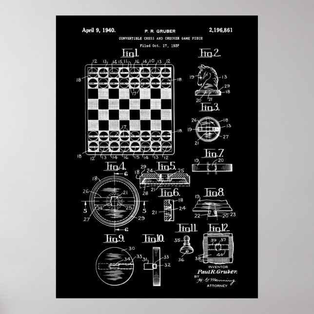 Chess And Chequered Game Patent  Poster (Front)