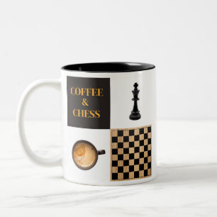 Chess and Coffee Coffee Lovers and Chess Players Two-Tone Coffee Mug