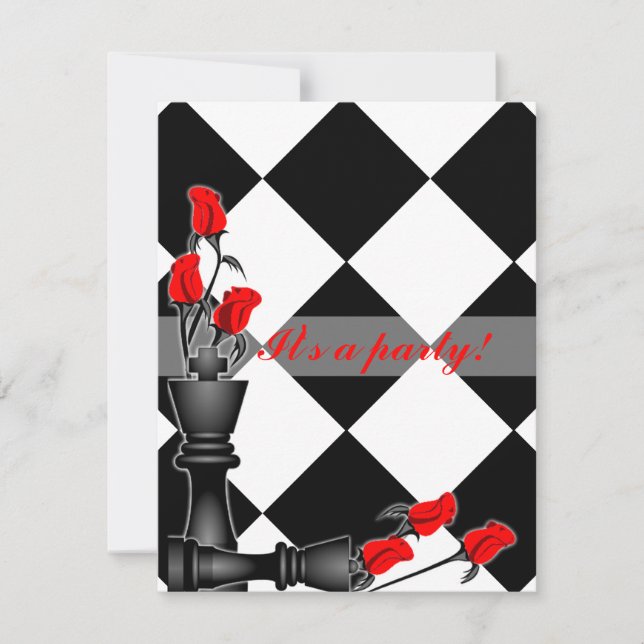 Chess and Roses Gothic Wedding Invitation (Front)