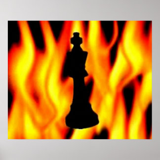 CHESS ART FLAMING HOT KING POSTER