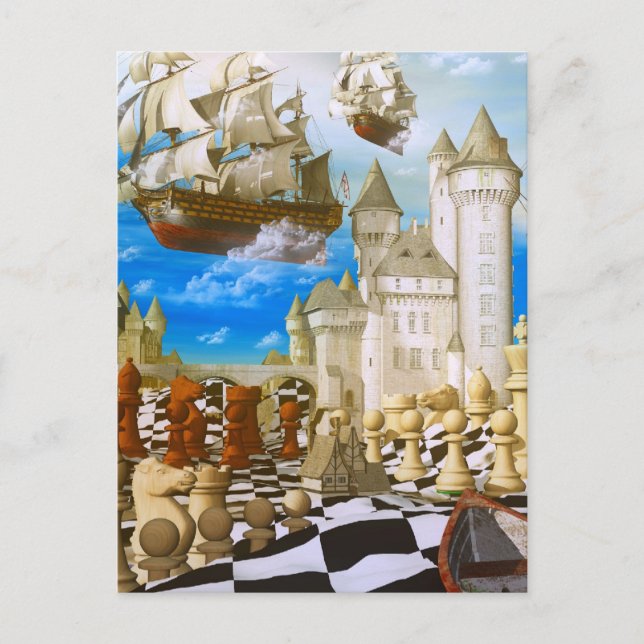 Chess art surreal postcard (Front)