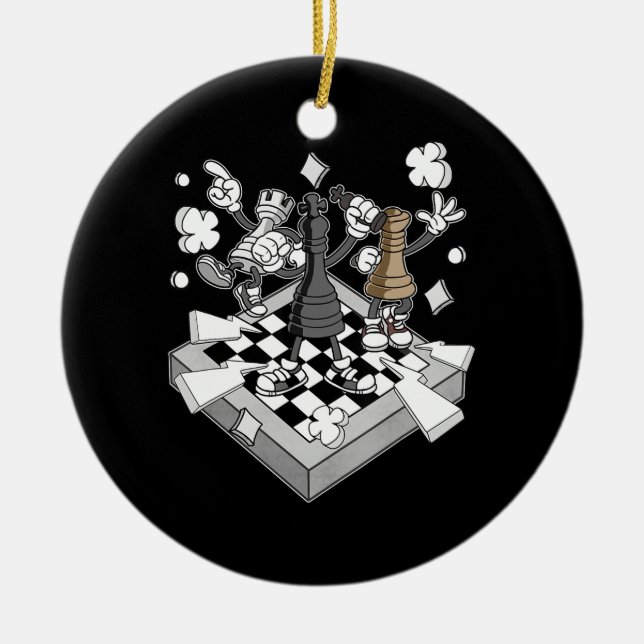 chess battle figures chessman checkmate chess play ceramic tree decoration (Front)