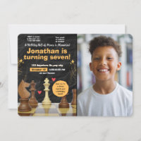 Chess Birthday Party Game Invitation with picture