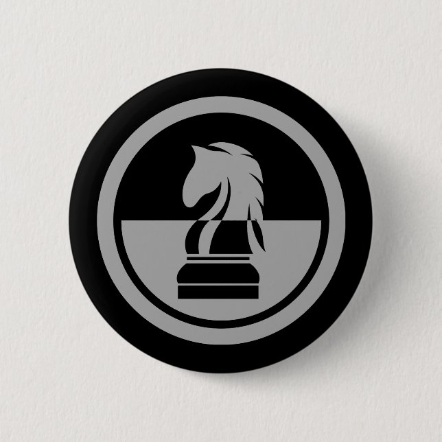 Chess - Black & White Knight 6 Cm Round Badge (Front)