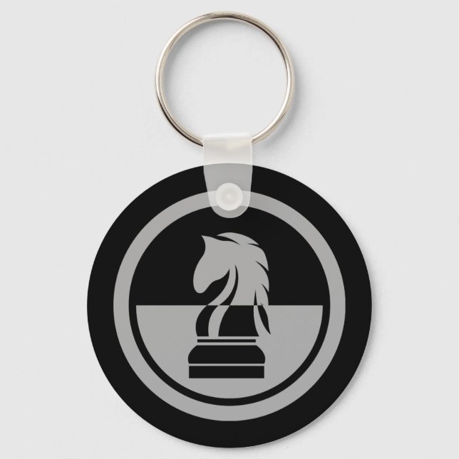 Chess - Black & White Knight Key Ring (Front)