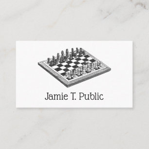 Chess Board and Chess Pieces Vintage Art Business Card