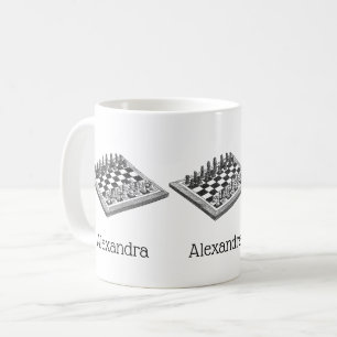 Chess Board and Chess Pieces Vintage Art Coffee Mug