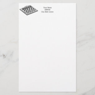 Chess Board and Chess Pieces Vintage Art Stationery