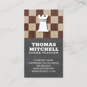 Chess Board and Rooks   Chalkboard Business Card