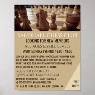 Chess Board, Chess Club Advertising Poster