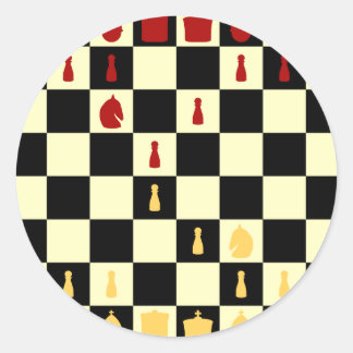Chess Board Classic Round Sticker