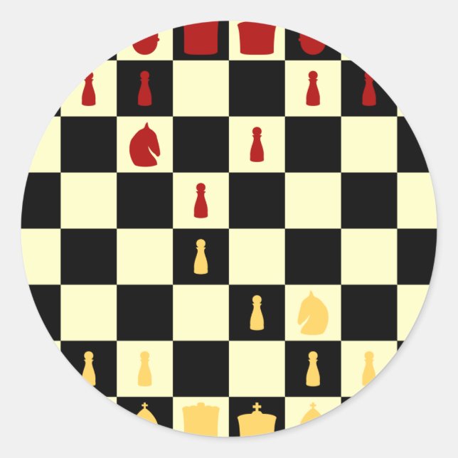 Chess Board Classic Round Sticker (Front)